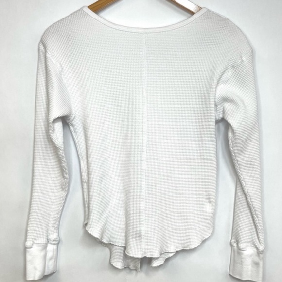 Sage Collective Venture Waffle Knit Split V Back Long Sleeve Top Size Medium - Picture 2 of 5